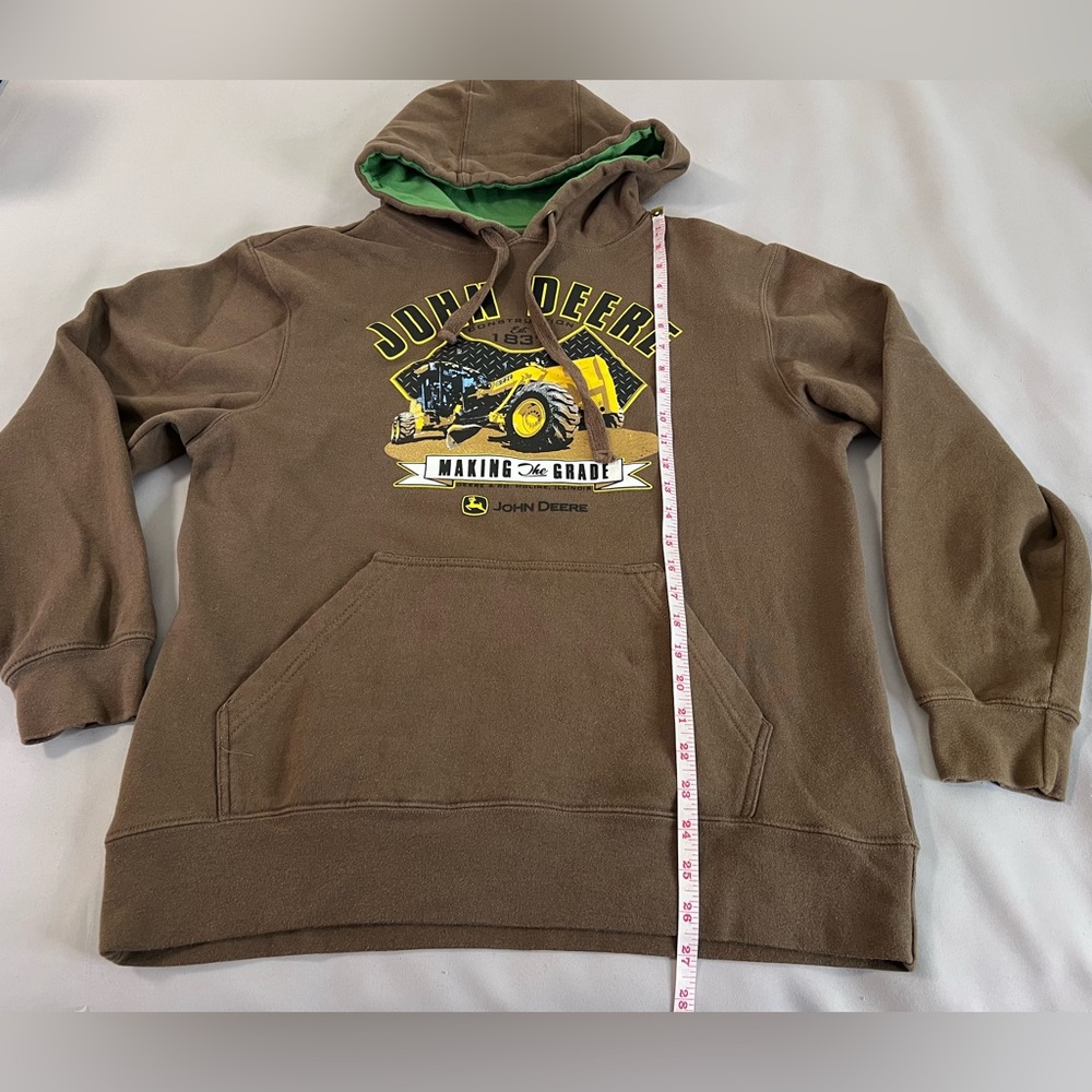 John Deere Sweater Mens Med Brown Hoodie Graphic Tractor Hooded Outdoors Farm